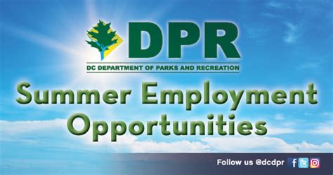 dpr summer jobs|dc parks and recreation jobs.